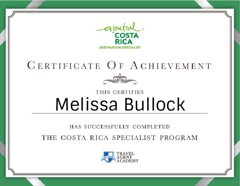 Costa Rica Certificate PDF