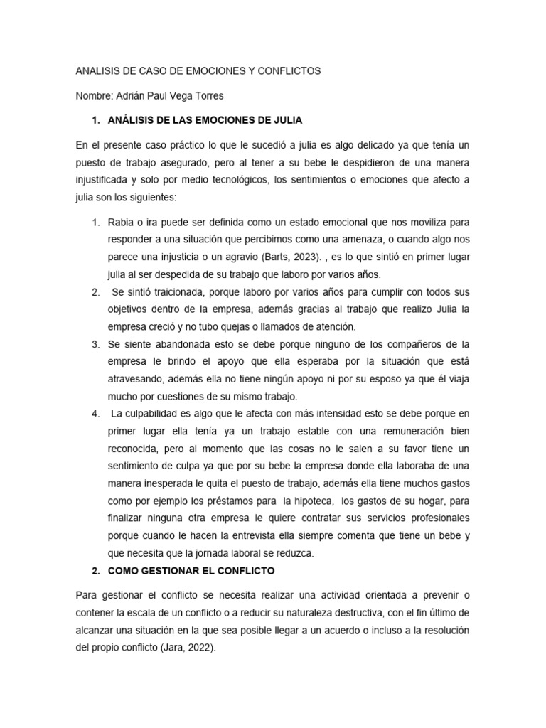 Analisis de Caso de Emociones y Conflictos | PDF | Las emociones | Ira