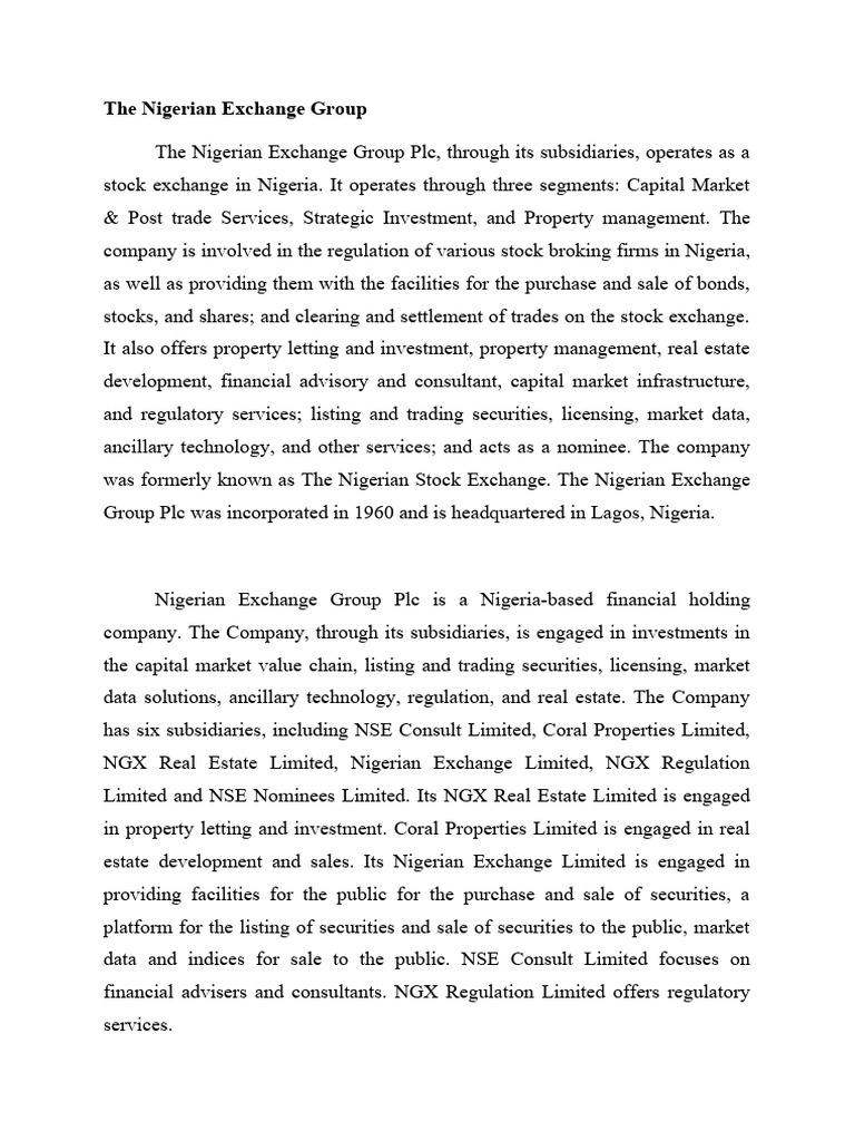 The nigerian exchange group 2 download free pdf stock market