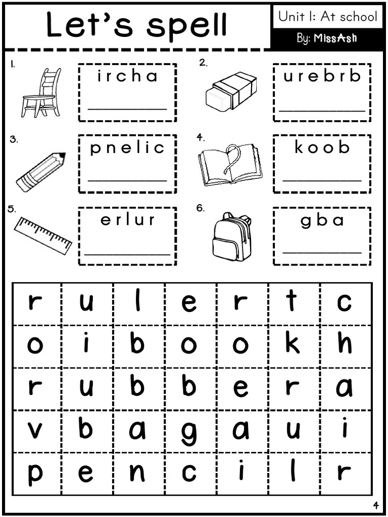 CROSSWORD CLASSROOM OBJECTS PDF