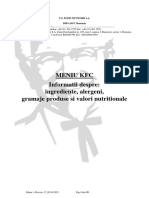 KFC Menu Informatii Suplimentare