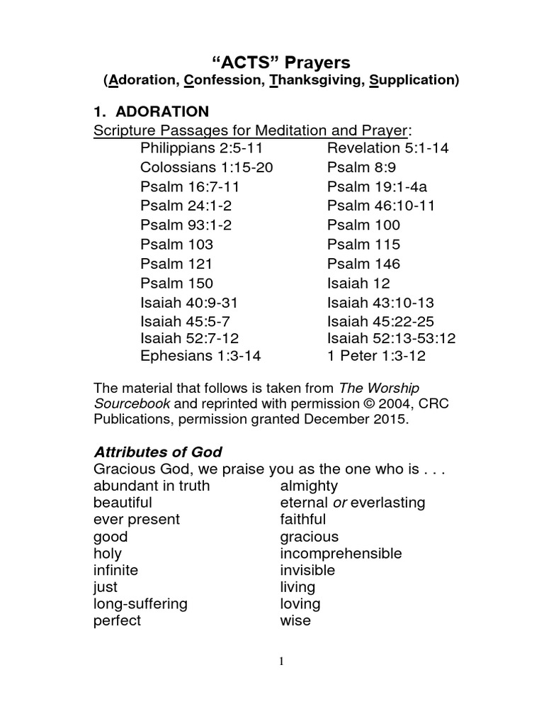 Acts Prayer Pdf Jesus Prayer
