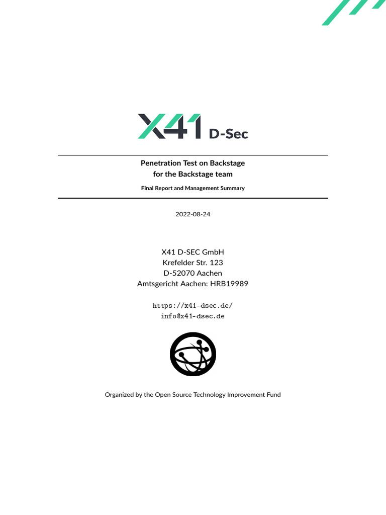 X41 backstage audit 2022 final report public pdf penetration test