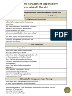 Iso22000 - Internal Audit Checklist