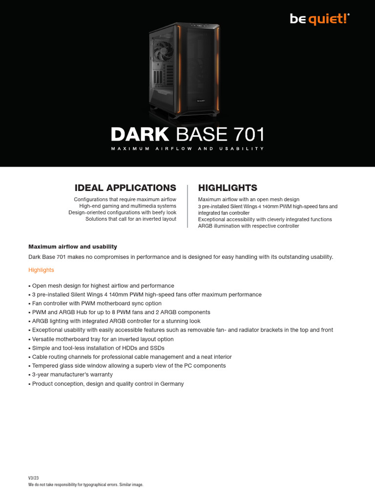 Dark Base 701 Datasheet Overview | PDF