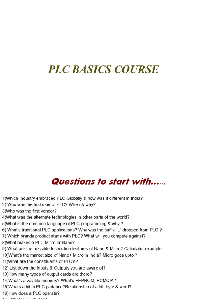 Basic PLC Training | PDF | Programmable Logic Controller | Random ...