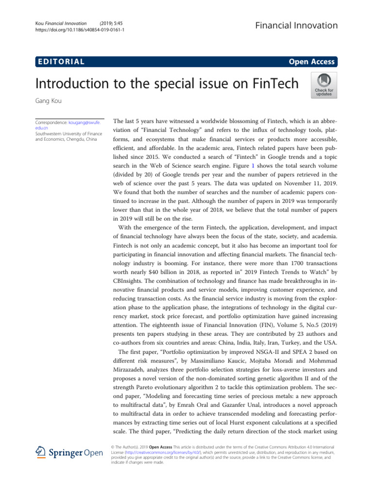 Special Issue On Fintech | PDF | Economies