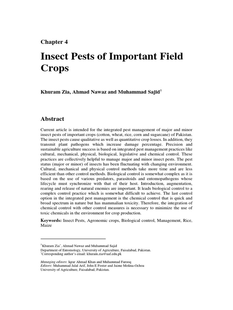 Insect Pests of Important Field Crops | PDF | Pupa | Biological Pest ...