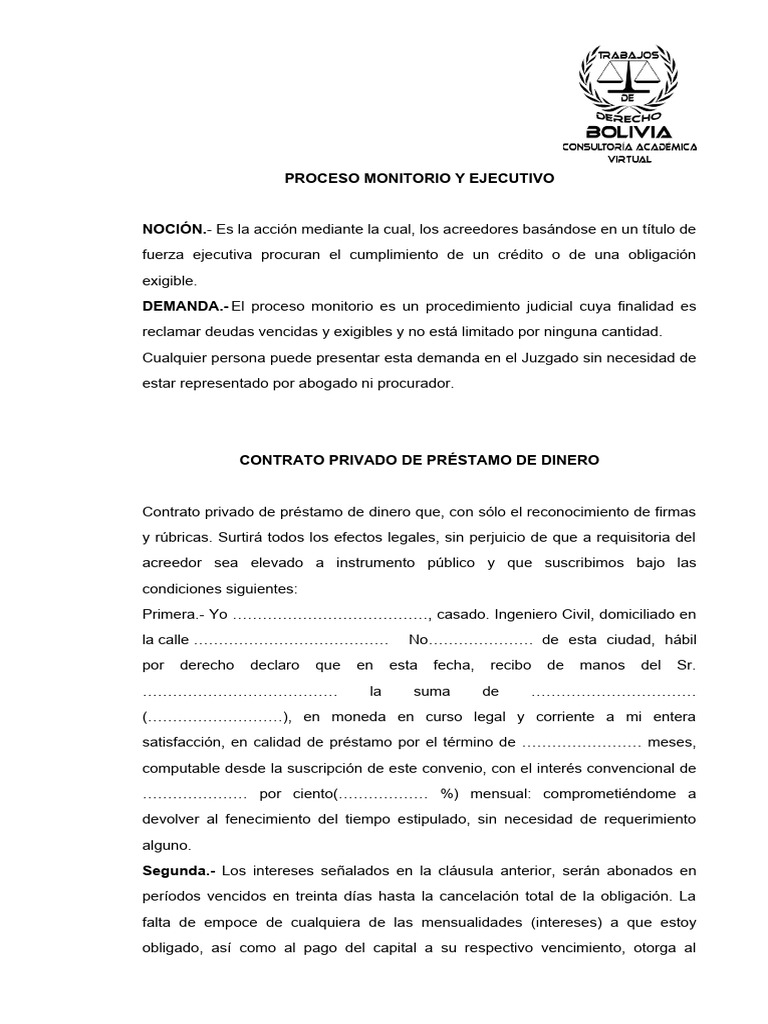 del PROCESO MONITORIO Y EJECUTIVO | PDF | Procedimiento Civil