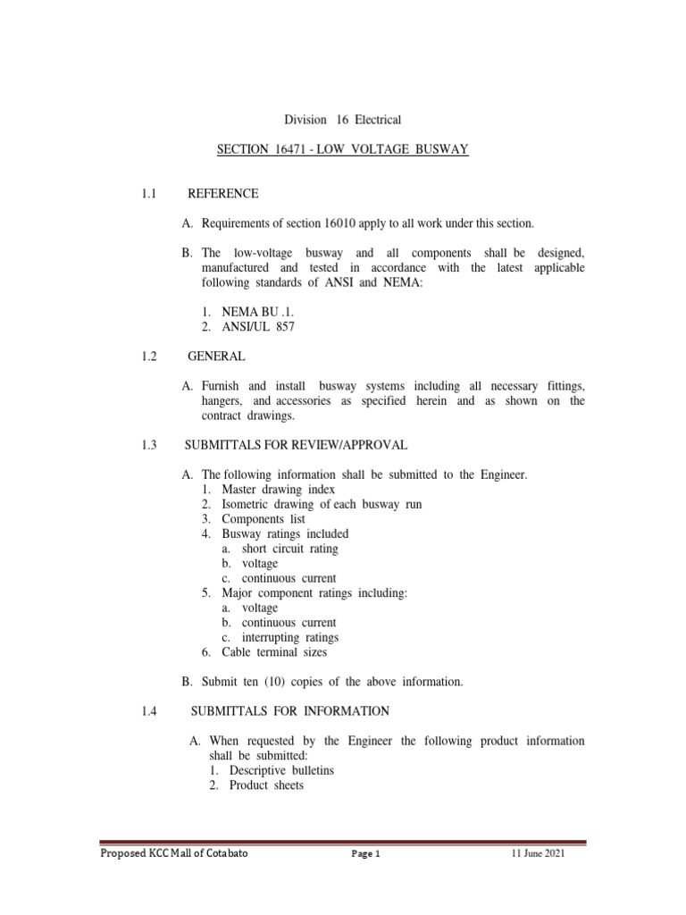 Low Voltage Busway Specifications | PDF | Electrical Engineering ...