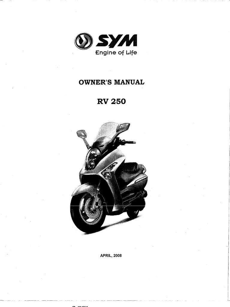 Owners Manual Sym Rv 250