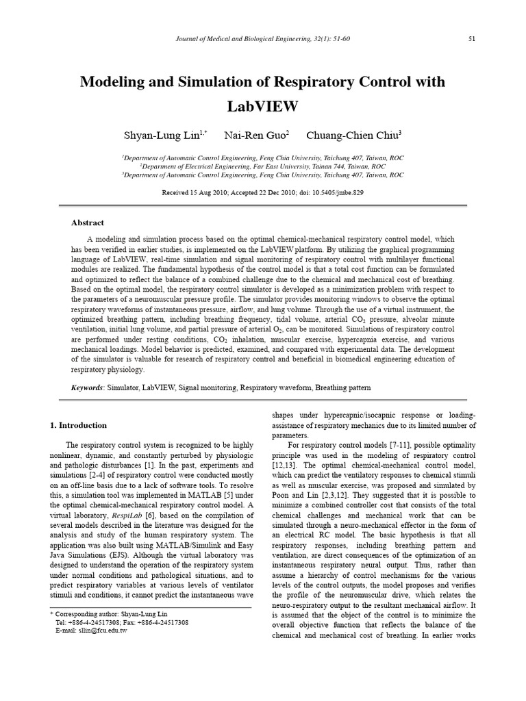 Modeling and Simulation of Respiratory Control With LabVIEW | PDF ...