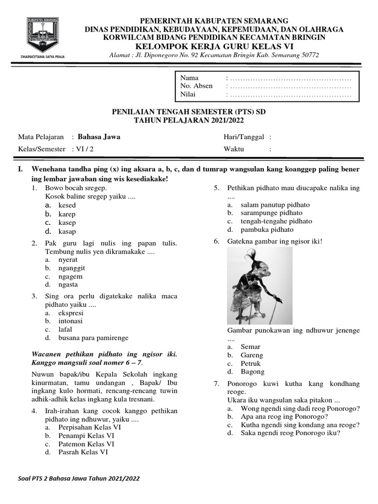 B. Jawa PTS 2 Kelas 6 | PDF