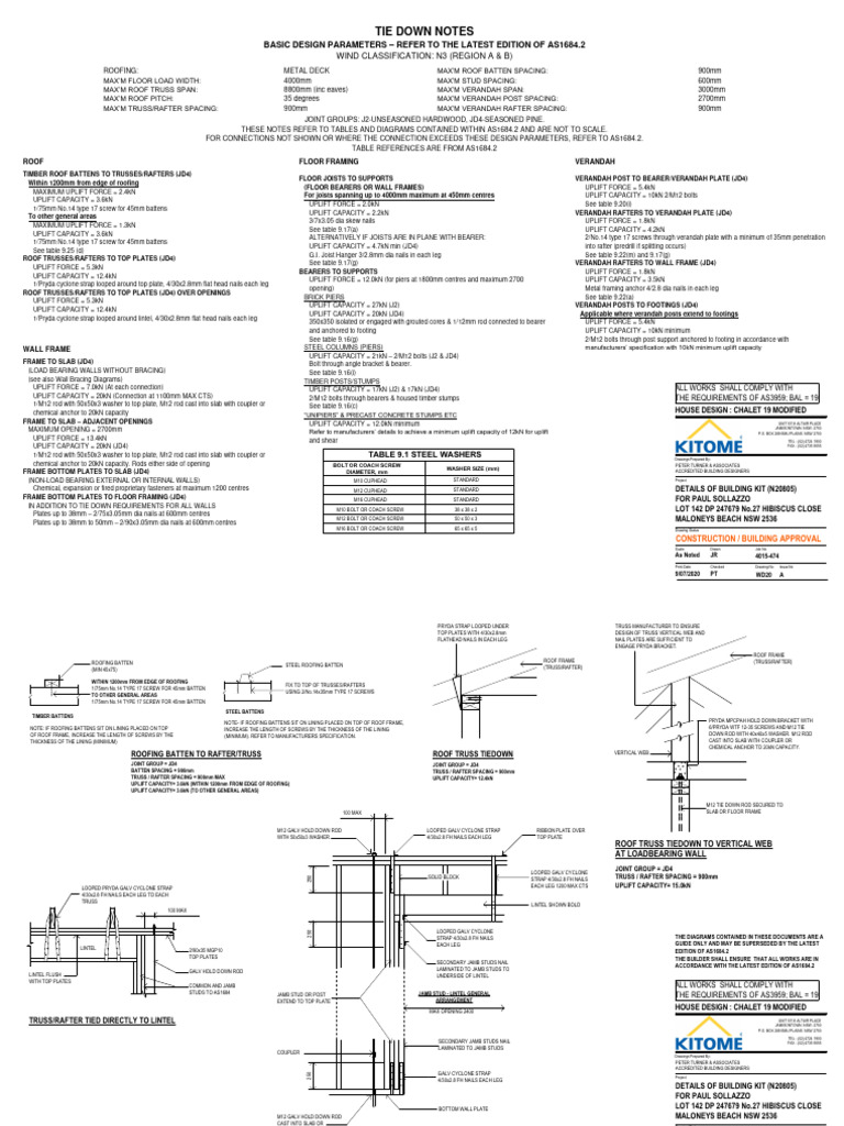 Bracing and Tie Down Details PDF Framing (Construction) Truss