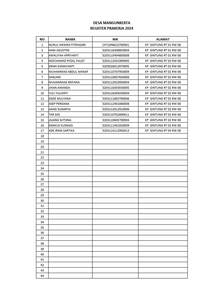 Register prakerja desa mangun 2024 pdf