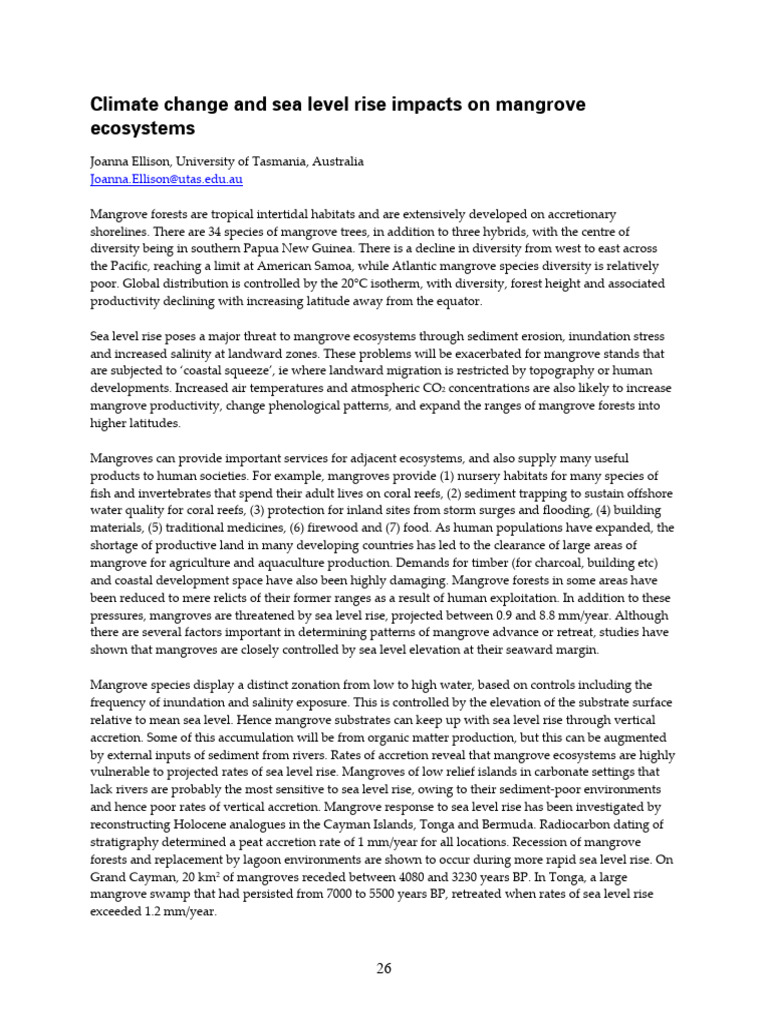 Climate Change and Sea Level Rise Impacts On Mangrove Ecosystems | PDF ...