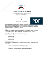 Guia de Elaboracao de Projectos de Investigacao e Temas de Investigacao