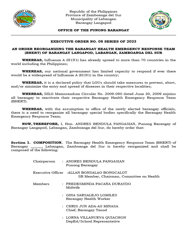 Barangay Health Emergency Response Team | PDF | Influenza | Health Sciences