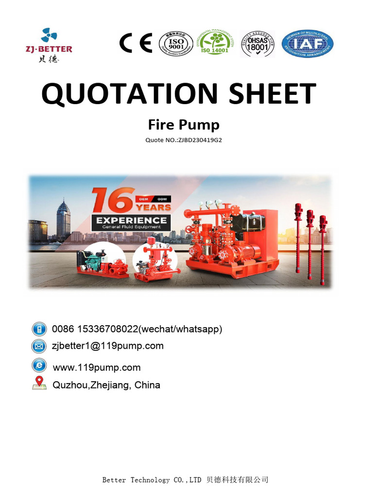 Fire Fighting Pump Quotation4!19!23 PDF Pump Valve