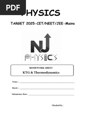 KTG & Thermodynamics Homework Sheet
