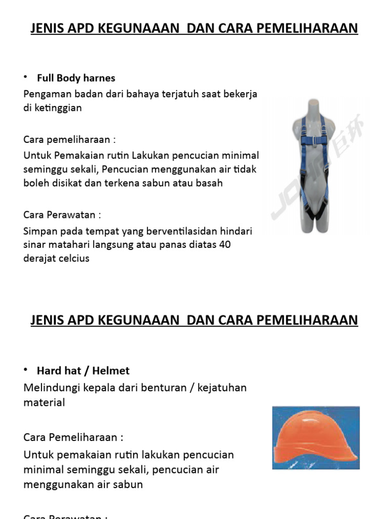 Kegunaan dan Pemeliharaan APD | PDF