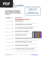 Grade 4 Missing Subjects Predicates B