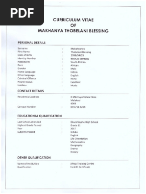 Thobelani Makhanya Cv