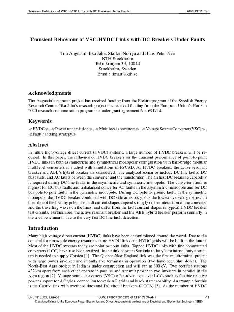 VSC-HVDC Link Transient Behavior Analysis | PDF | High Voltage Direct ...