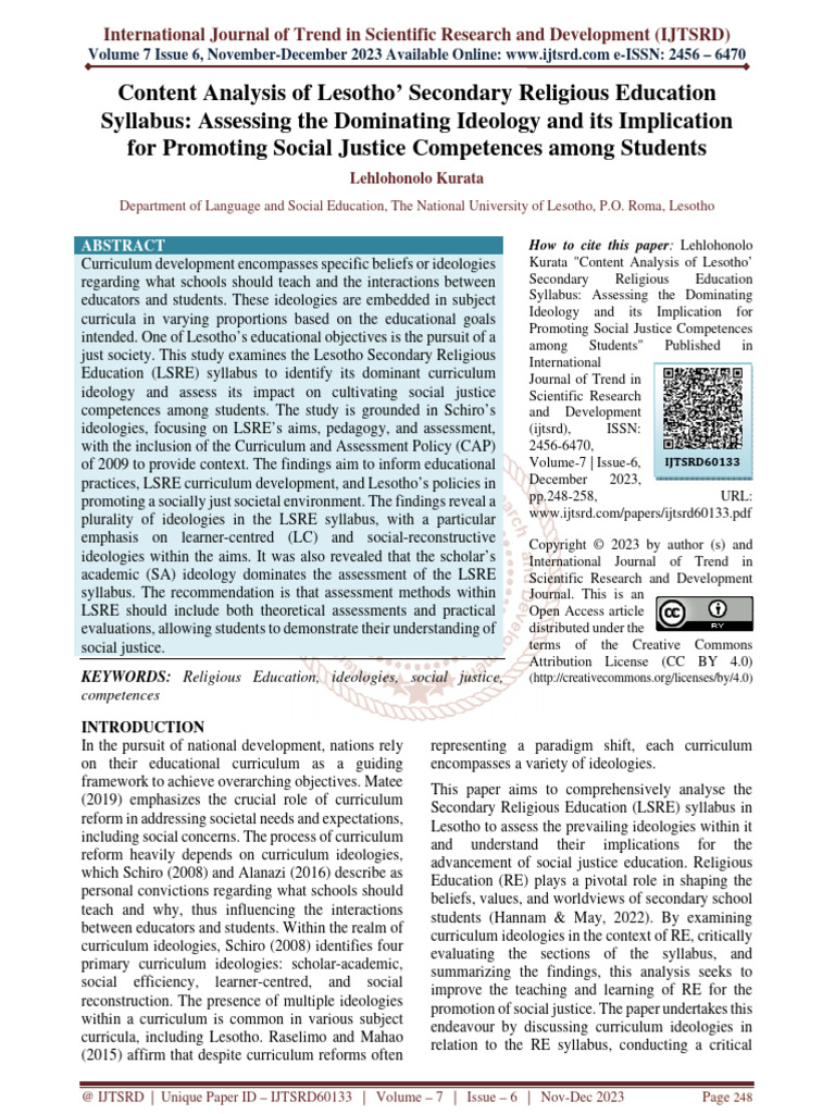 content-analysis-of-lesotho-secondary-religious-education-syllabus