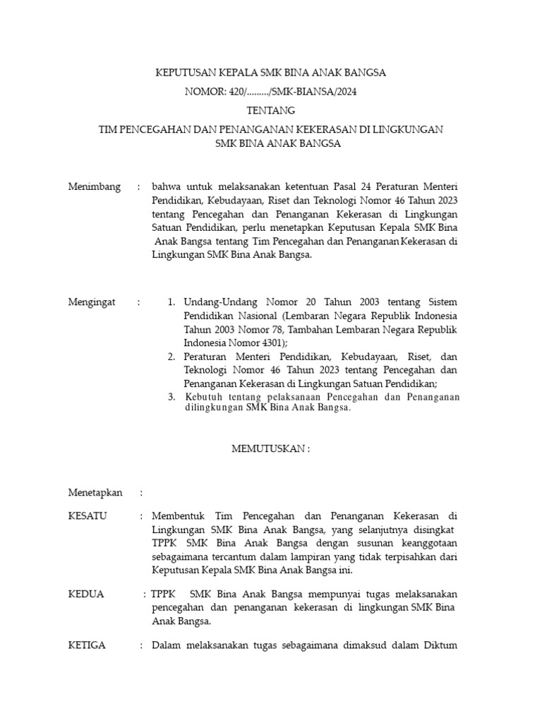 Contoh SK TPPK | PDF