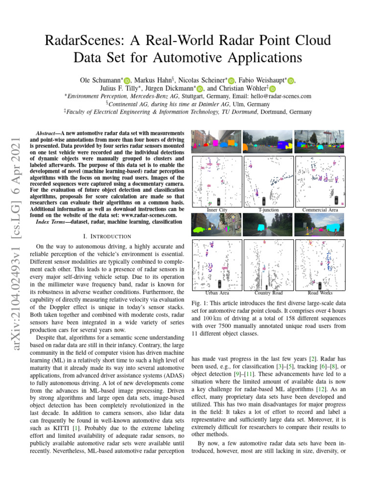 Radarpoint Cloud Dataset Forapplications | PDF | Radar | Lidar