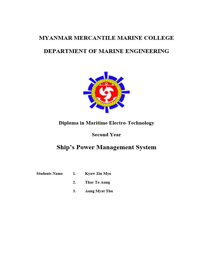 Ship Power Management System Overview | PDF | Programmable Logic ...