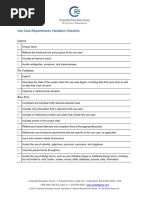 Use Case Requirements Validation Checklist