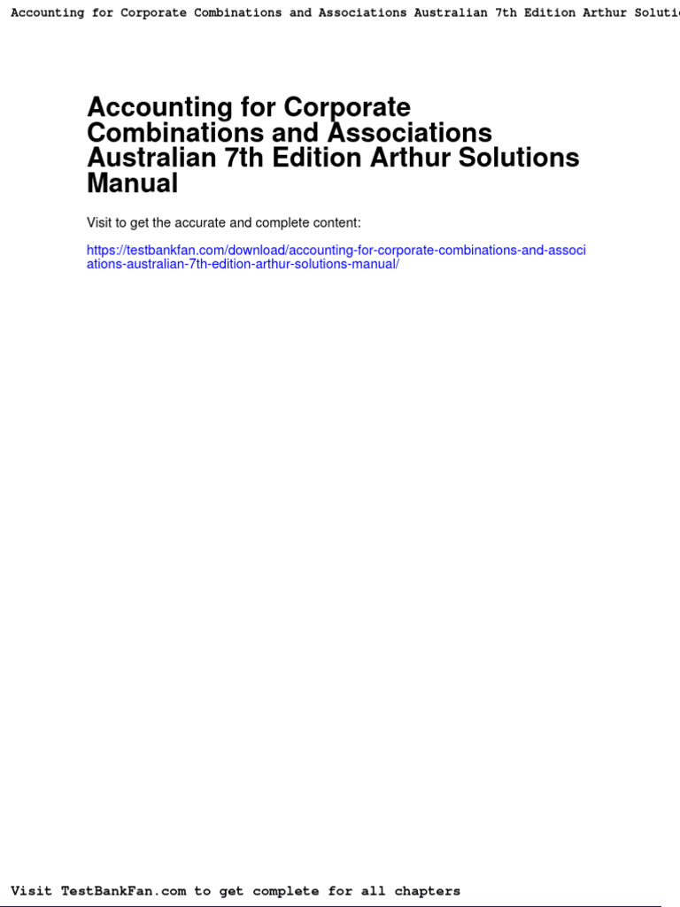 Dwnload Full Accounting For Corporate Combinations and Associations