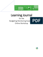 Budgeting Monitoring Online Workshop Learning Journal