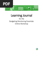 Budgeting Monitoring Online Workshop Learning Journal