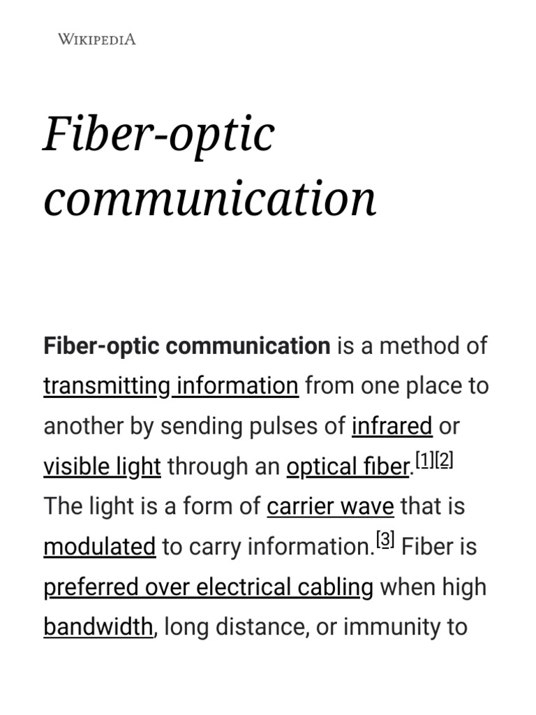 FiberOptic Communication Wikipedia PDF Fiber Optic Communication