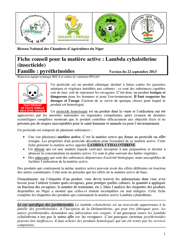 Fiche technique sur la Lambda cyhalothrine | PDF | Pesticide | Insecticide