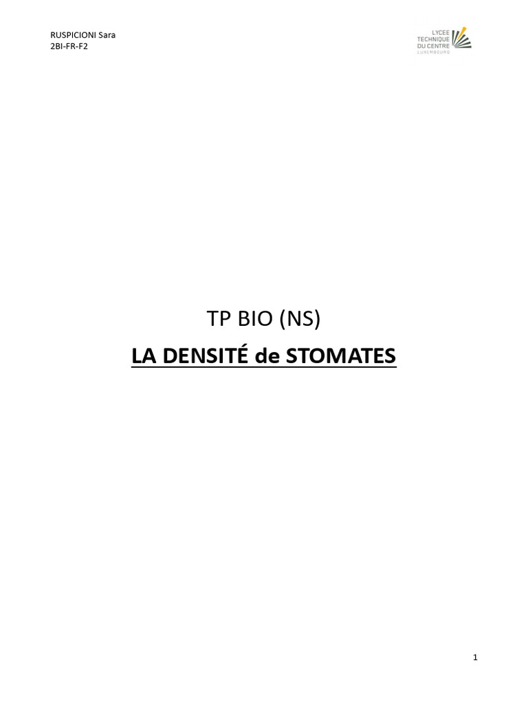 TP Bio | PDF | Feuille | Stomate