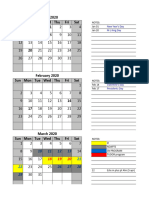 2020 Excel Calendar Quarterly Spreadsheet 13