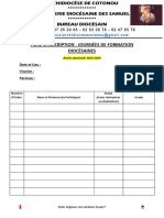 Fiche D'Inscription - Journées de Formation Diocésaines: Date Et Lieu: Vicariat: Paroisse