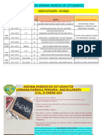 Agenda Semana Ingreso de Estudiantes