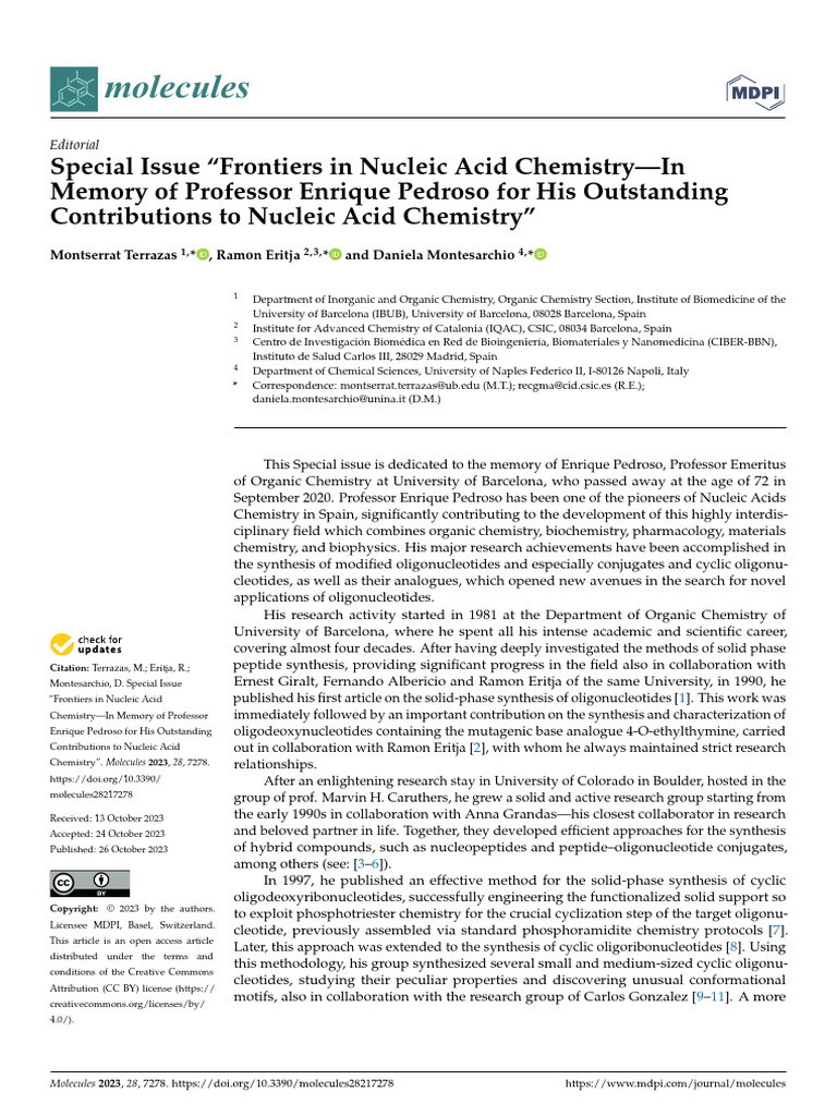 Special Issue Frontiers in Nucleic Acid Chemistry | PDF ...