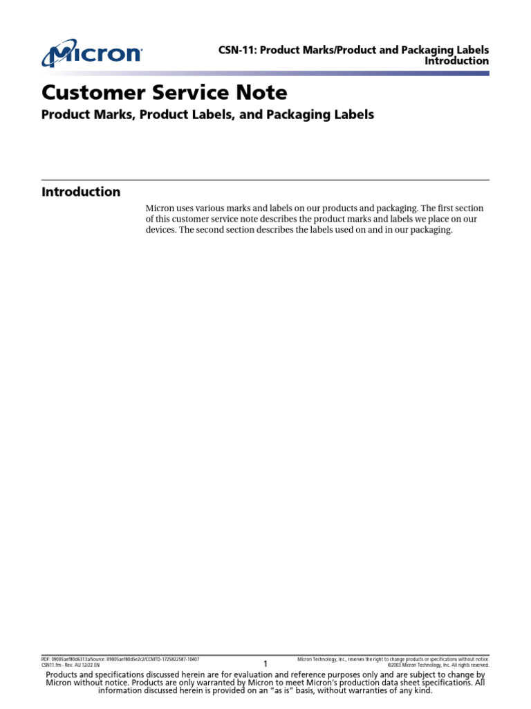 Micron Product Marks and Labels Guide | PDF | Computing | Computer ...