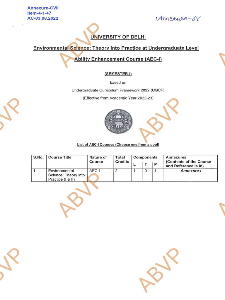 AEC EVS Sem 1 | PDF