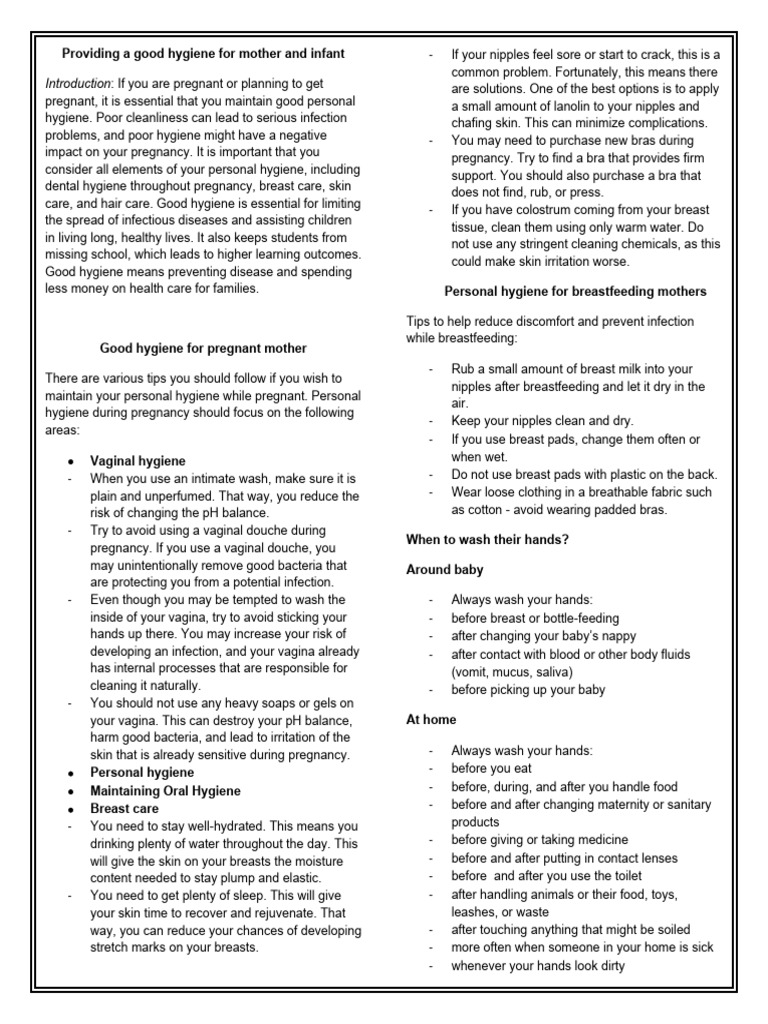 Essential Hygiene Tips for Mothers and Infants | PDF | Breastfeeding ...