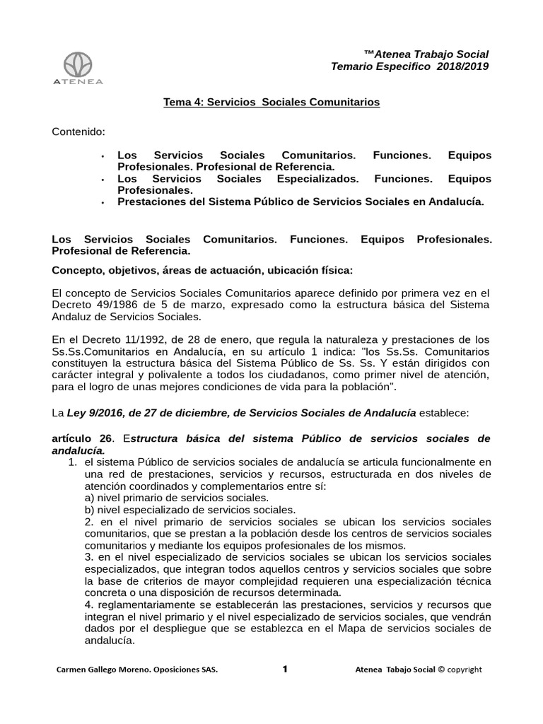 Tema 4 Los Servicios Sociales Comunitarios Pdf Trabajo Social