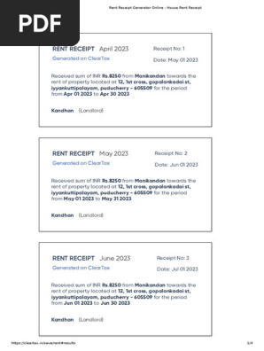 Rent Receipt Generator Online - House Rent Receipt