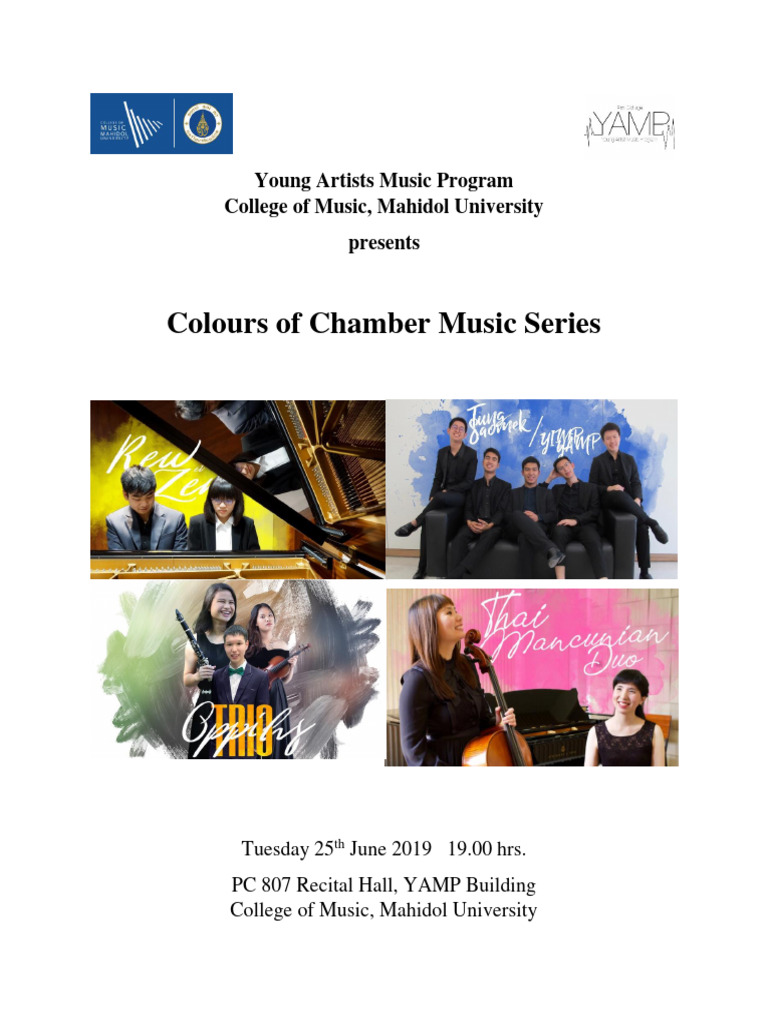Colors of Chamber Music Series Program | PDF | Johannes Brahms ...