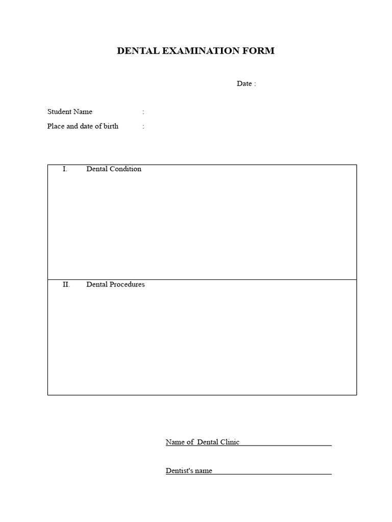 Dental Examination Form PDF